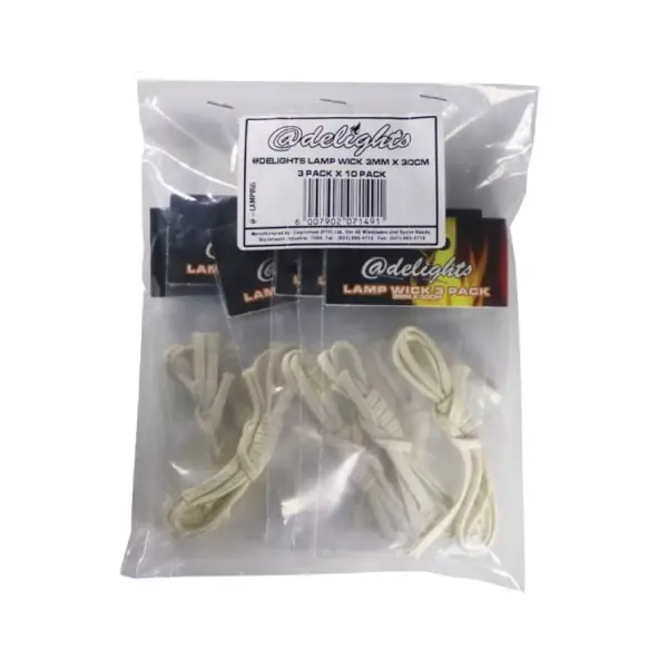 @DELIGHTS LAMP WICK 3MM X 30CM 3 PACK X 10 PACK