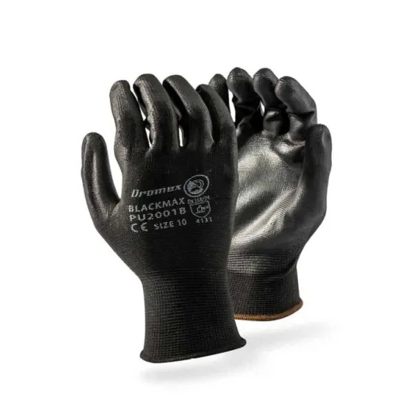 DROMEX BLACKMAX PU COATED GLOVE LARGE  P/PAIR