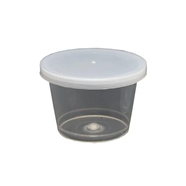 PLASTIC CUP WITH SNAP ON LID - 10 X 100ML
