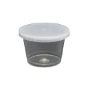 PLASTIC CUP WITH SNAP ON LID - 10 X 100ML