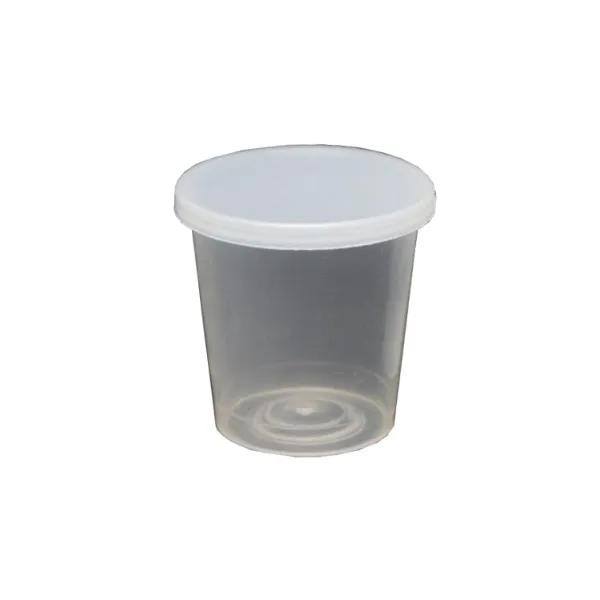 PLASTIC CUP WITH SNAP ON LID - 10 X 25ML