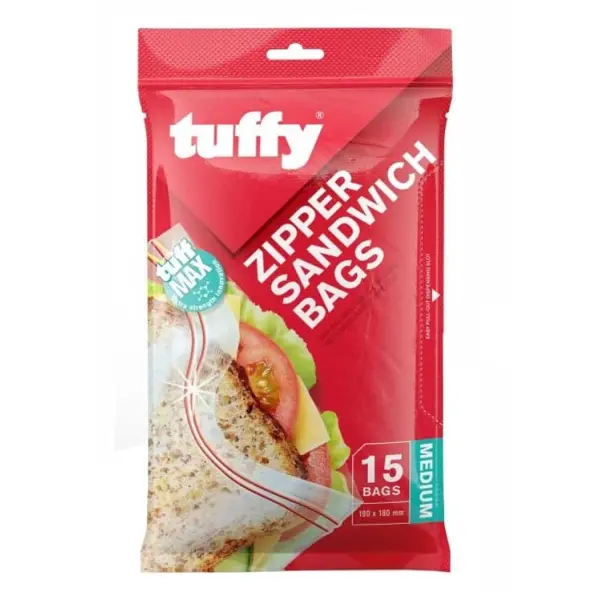 TUFFY SANDWICH ZIPPER 15'S - 190 X 180MM  P/PACK