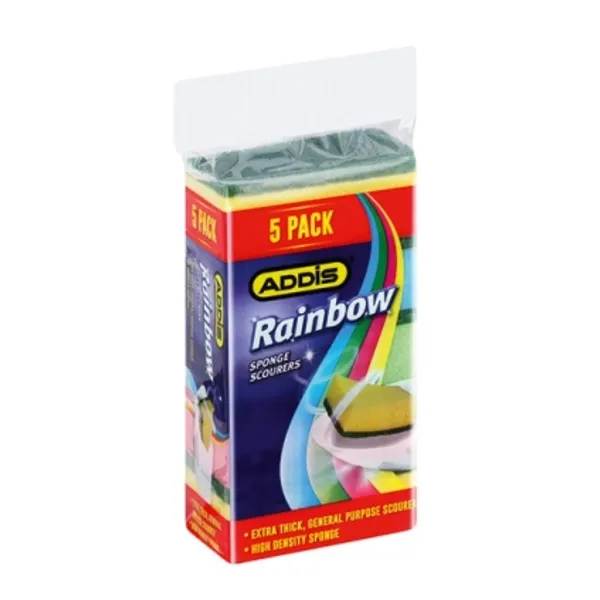 [USAB-9023] RAINBOW SPONGE SCOURERS X 5 PER PACK