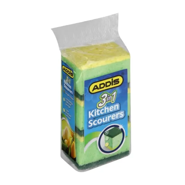 3-IN-1 SPONGE SCOURERS X 3 PER PACK
