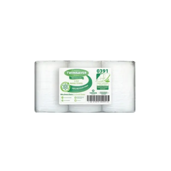TWINSAVER CONTROL HAND TOWEL 1 PLY 6 ROLLS 0391  P/PACK