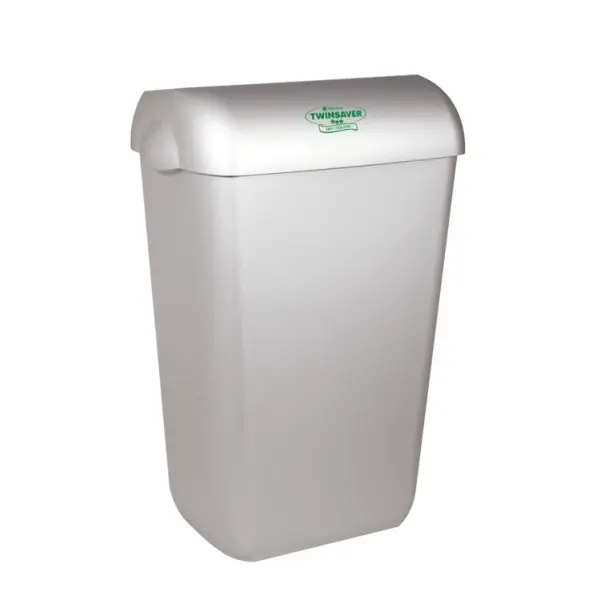 TWINSAVER WALL BIN WITH LID SILVER 43L NP0439  EACH