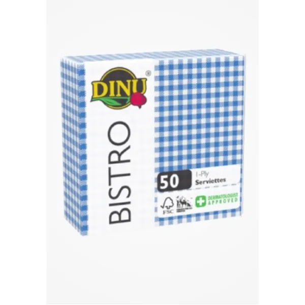 [WD-612UP] BISTRO SERVIETTES BLUE ONE PLY 12 X 50 PER BOX  P/BO