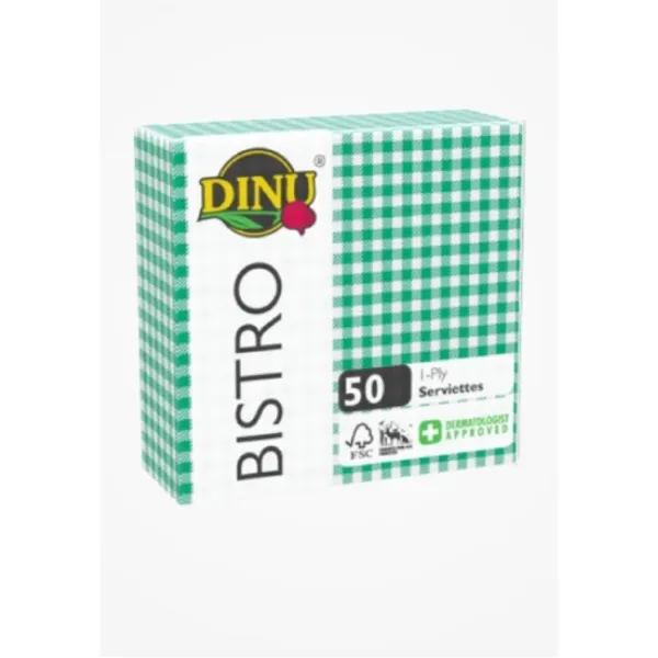 [WD-614UP] BISTRO SERVIETTES GREEN ONE PLY 12 X 50 PER BOX  P/BO