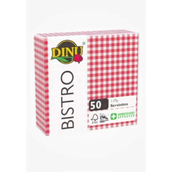BISTRO SERVIETTES RED ONE PLY 12 X 50 PER BOX  P/BO