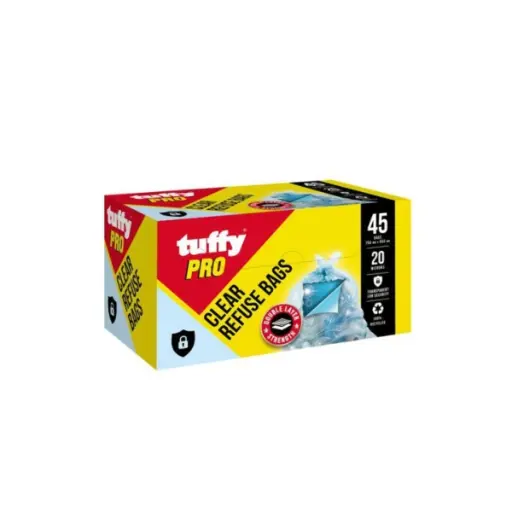 [TUFF-PROBORCL45] TUFFY CLEAR REFUSE BAGS - 750 X 950MM - 45 BAGS  P/PACK